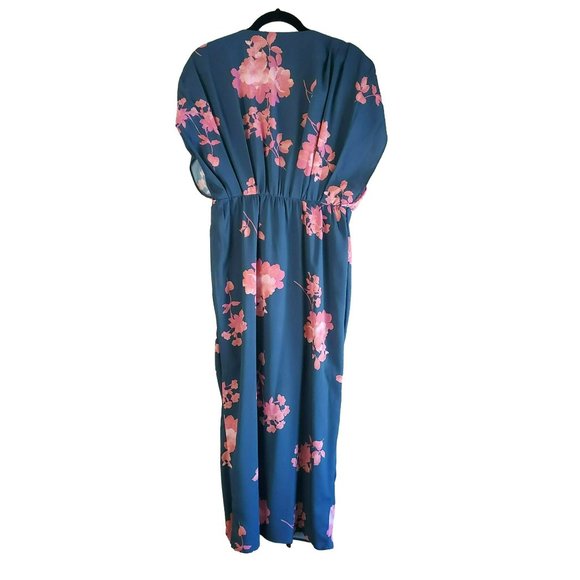 Wayward Fancies eShakti Custom Green Pink Floral Midi Dress Gathered Slimming - Picture 6 of 6